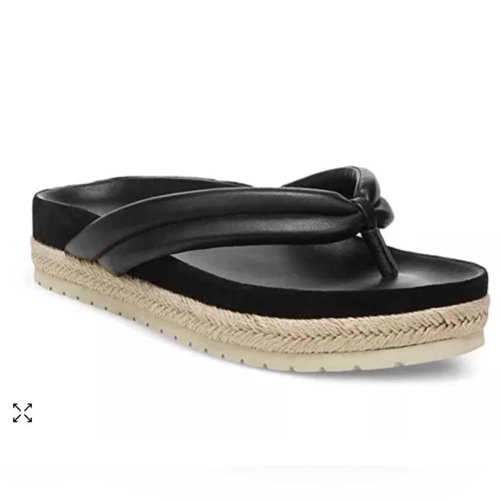 VINCE Forest Black Espadrille Thong Platform Slide Sandals Sz 7.5 EUC